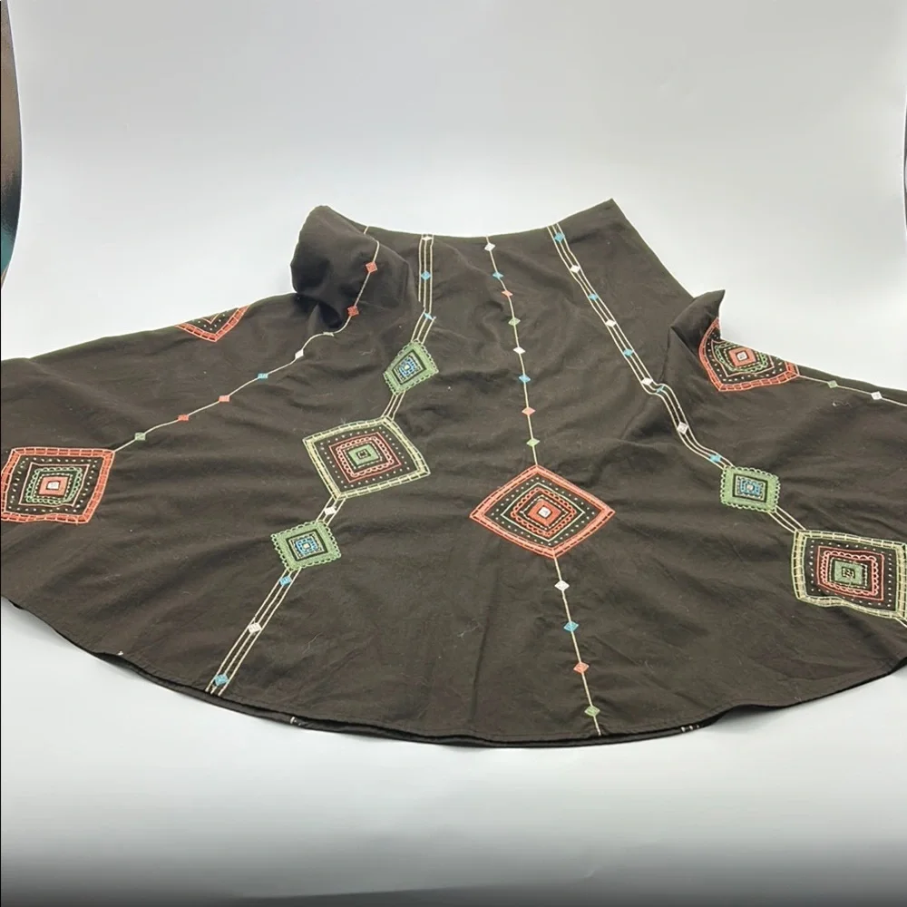 Sunny Leigh A-Line Embroidered Skirt  4 Cottagecore Cotton Zip Up Festival wear